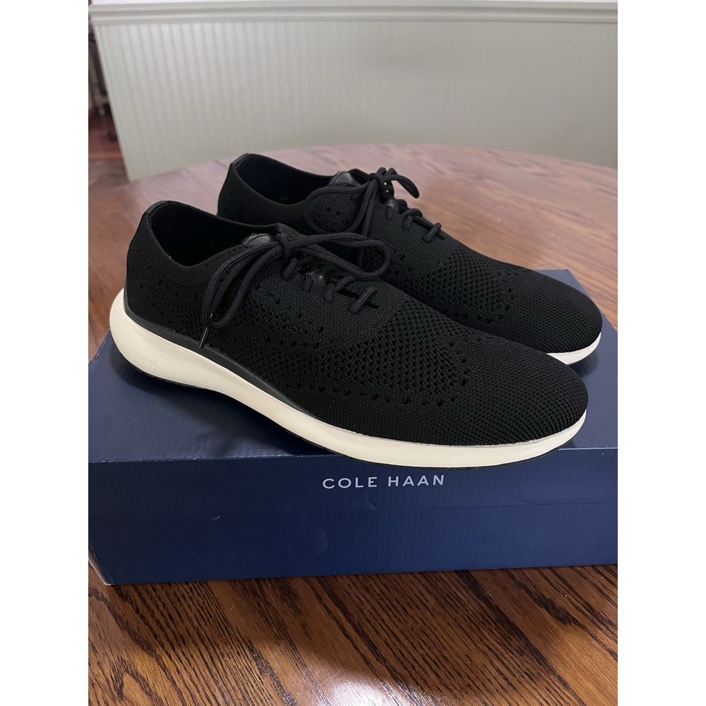 Cole Haan Men's Grand Troy Knit Ox Oxford Black/Ivory SHOES Men's 8